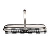 Plaid Collapsible Market Basket, White Black Stripe Leakproof Folding Collapsible