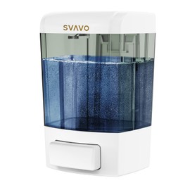 SVAVO Wall Mounted Soap Dispenser Kitchen Bathroom Manual Soap Dispenser Refillable Hand soap Dispenser for Liquid Contianers Shampoo Gel Chamber for Household Commerical 23.7oz (700ml) ABS