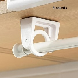 Curtain Rod Holder, Easy-Install No-Drill Curtain Rod Holder, 360° Flexible Adhesive Backed Curtain Rod Holder for Home & Office & Kitchen Accessories