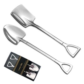 Silver Shovel Spoons for Dessert Coffee Tea Spoons Gift for Tea Coffee ice Cream Lover Matching Gifts for Women Men Couples ice Cream Spoons for Yogurt ice Cream