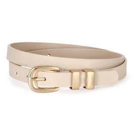 JASGOOD Women Skinny Leather Belt Fashion Thin Waist Belt for Jeans Dress Ladies Small Belt with Gold/Silver Buckle