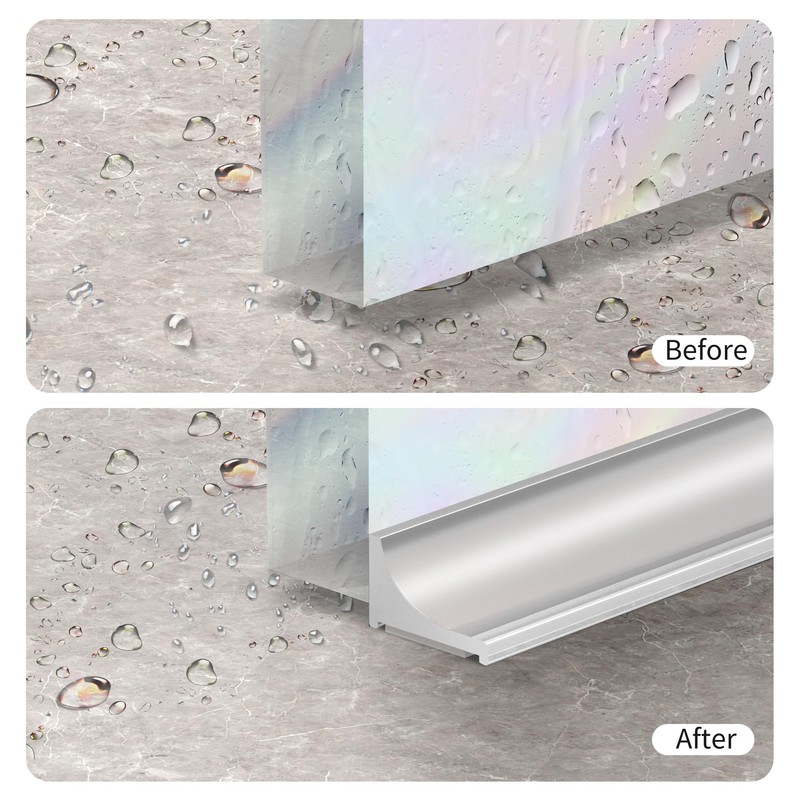 67Inch Shower Threshold Water Dam, Self-Adhesive Silicone Shower Barrier Water