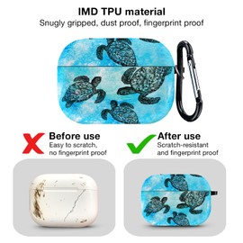 WIRESTER for Airpods Case Earpod Case Cover Girls Women Protective Skin Design with Keychain Compatible with AirPods Pro 1st 2nd Generation Charging Case - Ocean Sea Turtles