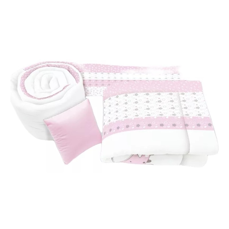 BabyBaby Set Edredón Para Cuna Cama Corral Safari Rosa