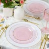 EcoQuality 9" inch Round Hammered Translucent Pink Plastic Plates with