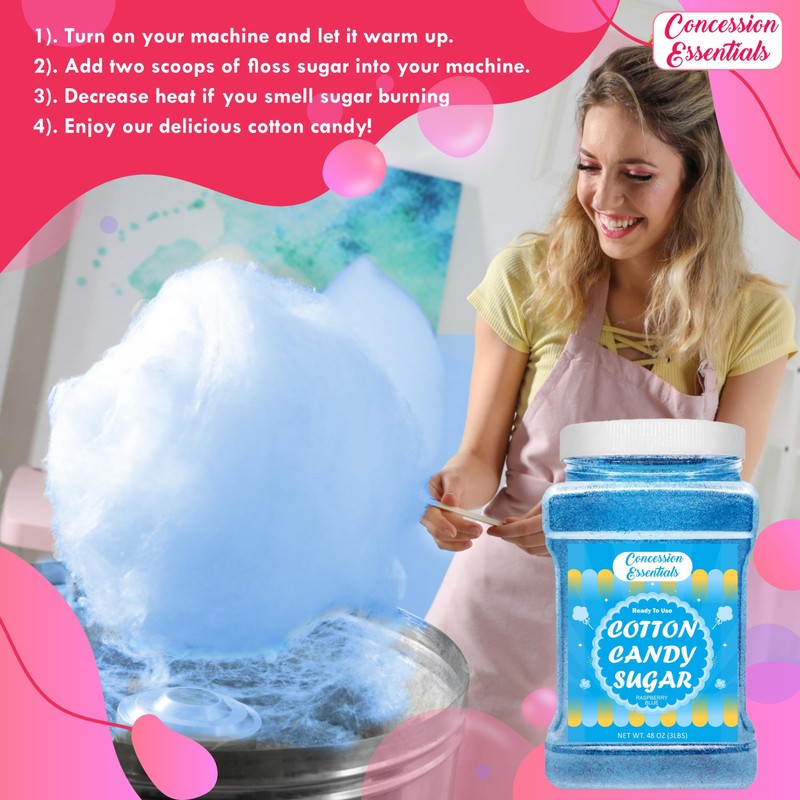 Cotton Candy Floss Sugar -Pink Vanilla and Blue Raspberry /3lb