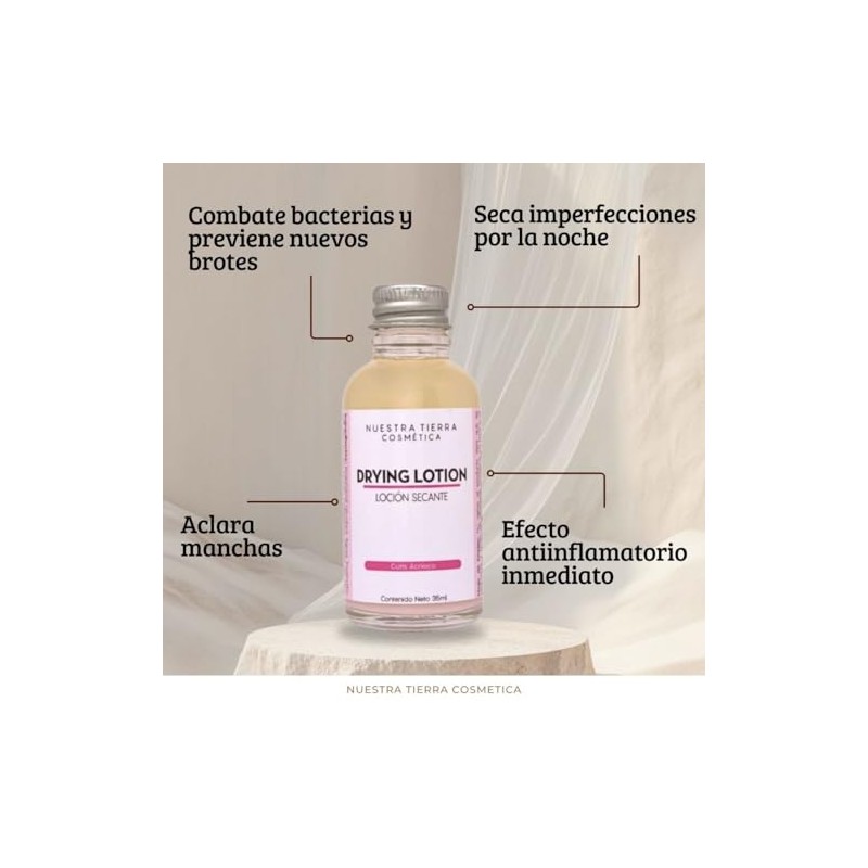 Nuestra Tierra Cosmética Loción Secante para Cutis Acnéico, Tratamiento con
