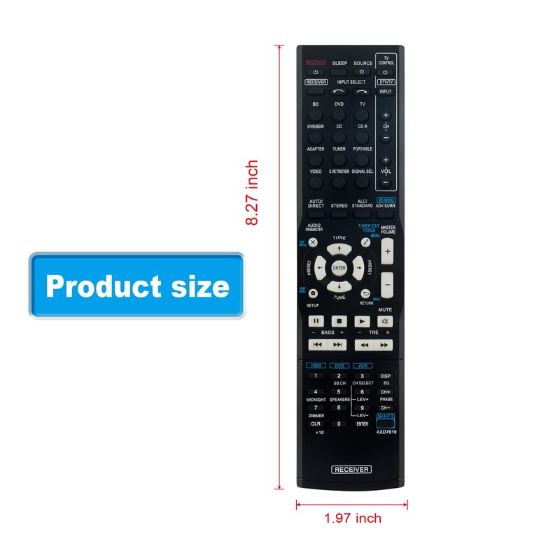 AXD7619 Replacement Receiver Remote Control Compatible with Pioneer VSX-822-K VSX-1022-K