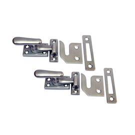 QCAA Solid Brass Casement Fastener Window Lock, Small, Brushed Satin Nickel, 2 Pack