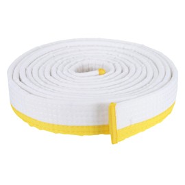 PATIKIL Taekwondo Colored Ranking Belt 1.5" x10.5Ft 3.2m, Cotton Martial Arts Judo Karate Belt for Coach Teaching Practice, White&Yellow
