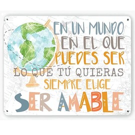 JINHEQIAO Spanish Classroom Inspiration Sign Classroom Poster, Spanish Teacher Elementary Middle School, Classroom Poster in Spanish Art Metal Tin Sign 12X8 Inch Plaque