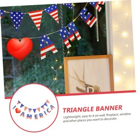 Totority 1set July Burlap Bunting Independence Day Banner for Outdoor Indoor Decor Memorial Day Patriotic Celebrations Reusable Flag Decoration for Parties Events