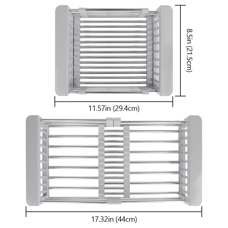 LUEXBOX Expandable Dish Drying Rack Over The Sink, Stainless Steel