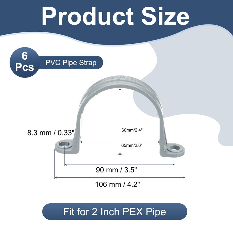 PATIKIL 2 Inch Plastic Conduit Clamp, 6 Pcs PVC Pipe