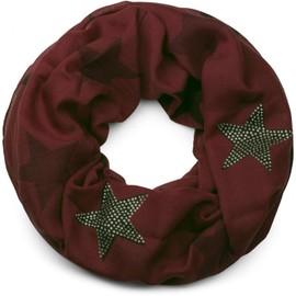 styleBREAKER 01018086 Women's Loop Scarf with Star Pattern and Elegant Rhinestone Appliqué, Tube Scarf, Shawl -