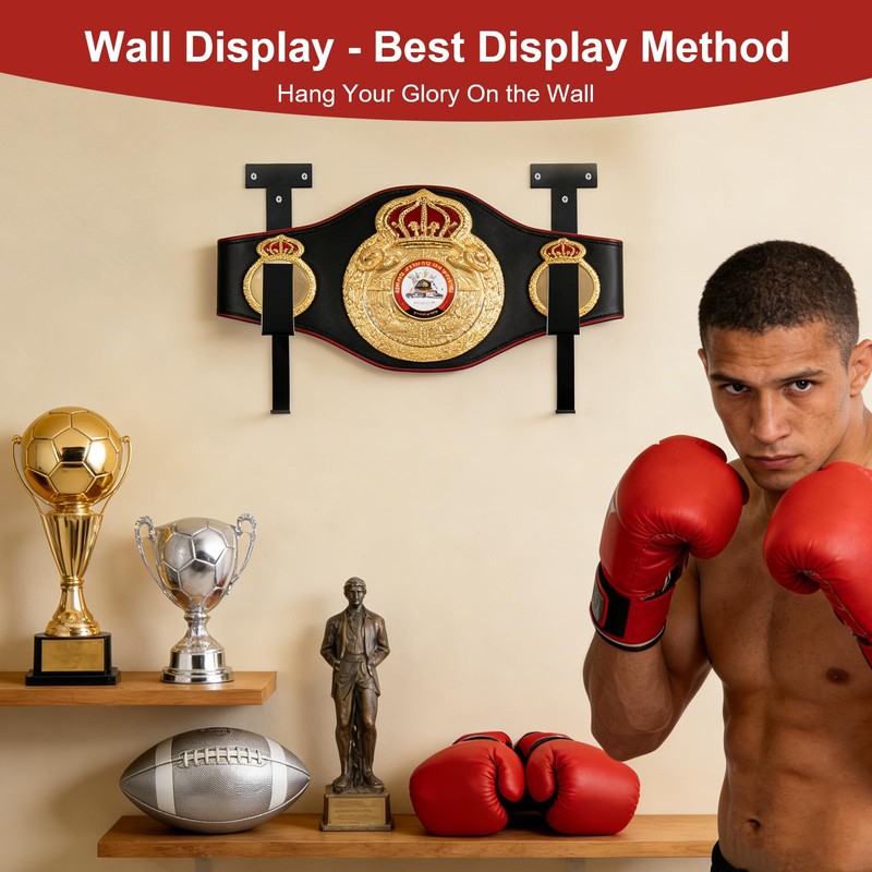 YEYPOP 4 Pcs Wrestling Championship Belt Wall Mount Display Holder