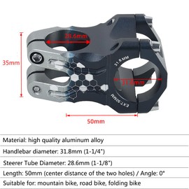 CYSKY Bicycle Stem 31.8 50 mm MTB Stem CNC Precision Carving Short Handlebar Stem Riser for Road Bike, Mountain Bike, BMX, Downhill Bike (Black & Titanium Splicing)