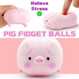 Squishy Pig Stress Balls for Kids Splash Piggy Squishy Ball Fidget Toys (1-Pack) Animal Stress Toys Squeeze Dough Ball Stress Relief Toy Autism Sensory Toys for Autistic Children Party Favors