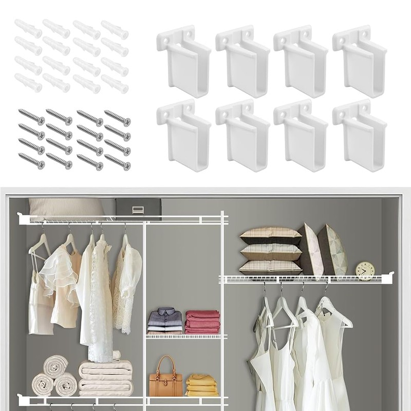 NYGHMY 8 Pack White Plastic Wire Shelf End Brackets -