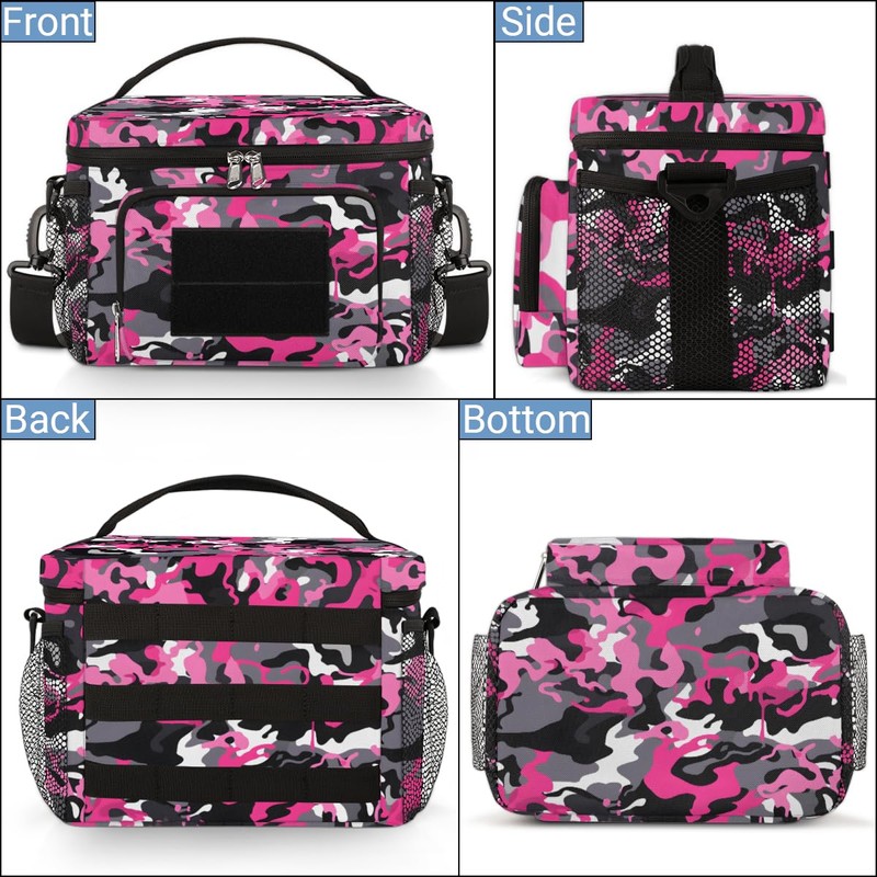 GzLeyigou Insulated Tactical Lunch Bag, Abstract Camouflage Large Lunch Box