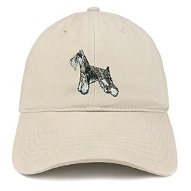 Trendy Apparel Shop Miniature Schnauzer Dog Embroidered Soft Cotton Dad Hat- Stone