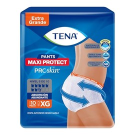 Tena Pants Maxi Protect XG, Ropa interior desechable para incontinencia, Talla Extra Grande, 10 piezas