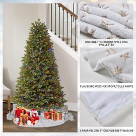Christmas Tree Blanket Golden Snowflake Christmas Tree Skirts White Plush Faux Fur Christmas Tree Skirt Christmas Tree Stand Decorations Rug 90 cm