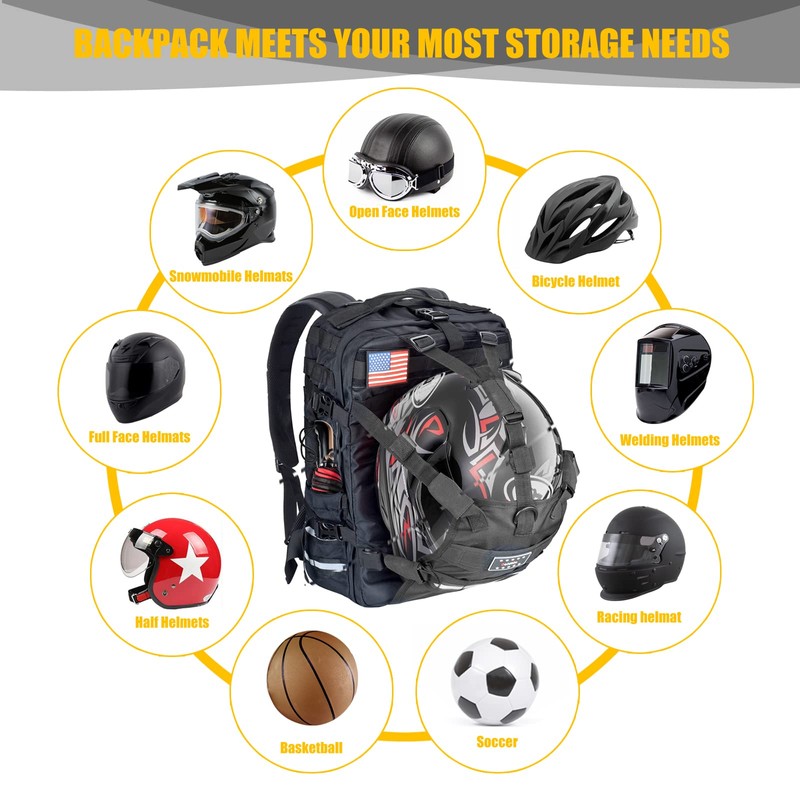 Sresk Large Capacity Motorcycle Helmet Backpack, Motorcycle Riding Hiking Backpack