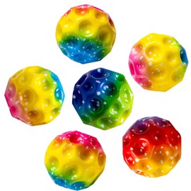 HOMQYTE Space Bounce Ball, 6PCS Super High Bouncing Moon Foam Balls for Adults Improve Hand-Eye Coordination Sports Training (6P, Colorful)