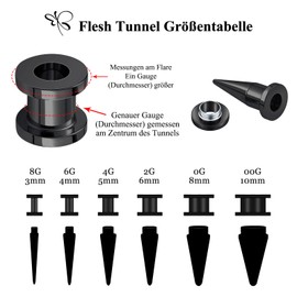 Longbeauty 8G-13/16 Stainless Steel Ear Tapers Plugs Tunnels Ear Piercing Ear Stretcher Stretching Kit, Stainless Steel