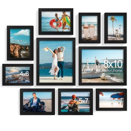 decorUhome Picture Frames Collage Wall Decor for Photo Gallery Display, Assorted Picture Frames set of 10 Including Two 8x10 / Four 5x7 / Four 4x6 for Family Wall Decor, Black, 10 Pack