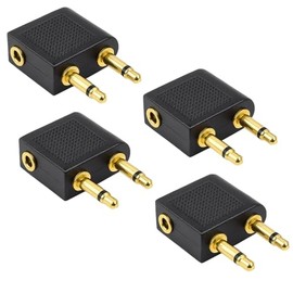 Trifletopia 4 Pcs Airplane Headphone Adaptor - Gold Plated AUX audio converter - Plane Headphone Adapter