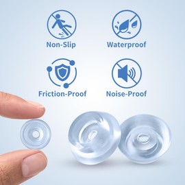 HvaJvny Non Slip Rubber Pads, 7/10" (18mm) 12 Pcs Clear Bumpers and Screws, Round Foot Pads for Floor Tiles Toys, Small Furniture