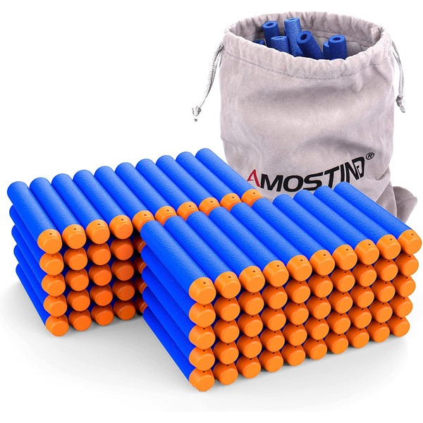 AMOSTING 100PCS Refill Foam Darts for Nerf N-Strike Elite 2.0 Series ,Compatible with All Elite Blasters-Blue