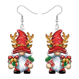 Cute Acrylic Christmas Gnome Earrings for Women Santa Grinch Dangle Charms Snowy Winter Jewelry Holiday Gifts Decorations (Orange)