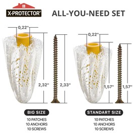 X-Protector Patches for Anchors - Set of 60-20 Patches + 20 Anchors + 20 Screws - Loose Wall Anchor Fix Pad - Dry Wall Anchor Repair Pads - Plaster Wall Anchors - Wall Anchors Repair Patches!