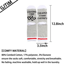 JTOUK Lustige Socken für Cousine / Cousin, Trip, günstiger als eine Therapie, lustige Socken für Junggesellinnenabschied, Familienurlaub, Geschenk für Brautjungfern, Cousins Trip EU, Einheitsgröße