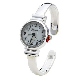 Blekon Collections Japanese Quartz Women's 22mm Case Small Metal Cuff Bangle Watch (Silver)
