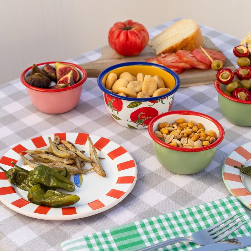 Talking Tables Bon Appetit Handmade Enamel Dinner Plate with Tomato
