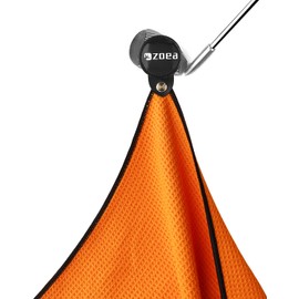 ZOEA Magnetic Towel, Magnetic Clip for Golf Towel, Microfiber Fabric Waffle Pattern Towels Industrial Strength Magnet for Strong Hold to Golf Carts or Clubs (1, Orange)