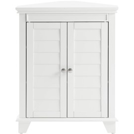 Crosley Furniture Lydia Corner Storage Cabinet and Bathroom Organizer with Shelves, White