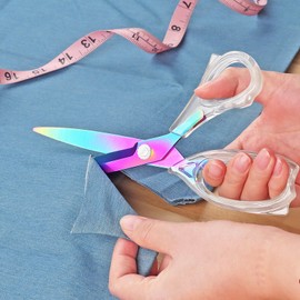 Uaugulft Acrylic Scissors, Sharp Colorful Titanium Blades with Ergonomic ABS Handle, Multi-Purpose Scissors Set of 4, Suitable for Sewing and Household