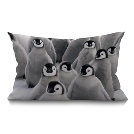 BGBDEIA Lovely Funny Penguins South Pole Cushion Cover Lumbar Pillow Covers Home Decorative Cotton Linen Pillow Case for Sofa Couch Housewarming Gifts Family Room Décor 30 x 50 cm 12 x 20 Inch