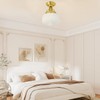 Bofea-Gold Semi Flush Mount Ceiling Light,Brass Vintage Flush Mounted Ceiling