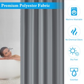 DUFU Shower Curtain Green-Grey Polyester Bathroom Curtain With 12 Hooks, Weighted Hem Quick-Drying Washable Waterproof Bath Curtain 180 x 180cm Shower Curtain Liner - Green-Grey