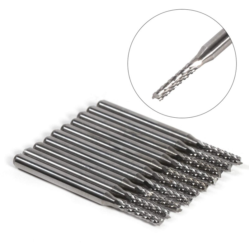 CYSFETENA Pack of 10 2 mm Carbide Milling Cutters, Silver