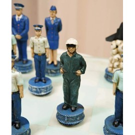 Ebros American Military Branches US Air Force VS Marine Corps Chess Set W/ Glass