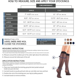 Truform Sheer Compression Stockings, 15-20 mmHg, Women's Knee High Length, 20 Denier, Nude, Medium