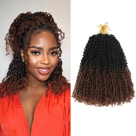 NAYOO Pre-Looped Yanky Twist Crochet Hair - 10 Inch 8 Packs (30 Stands/Pack) Spring Mini Twist Short Bob Passion Twist with Curly Ends Synthetic Pre-Looped Crochet Hair for Black Women(10 Inch, T30)