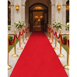 Red Carpet Runner for Party, 3ft x 50ft Wedding Aisle Runner, Heavy Duty 450 GSM Thick Event Carpet, No Tape Needed Floor Runner for Ceremony, Hollywood, Grand Opening, Awards Night Entrance